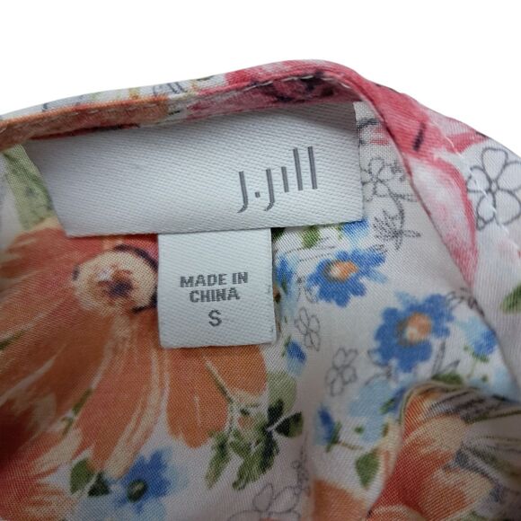 J. Jill Top Women's Small White Floral Peplum Mother Of Pearl‎ Buttons Rayon - Picture 3 of 12
